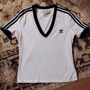 Adidas White Shirt with Black Trim